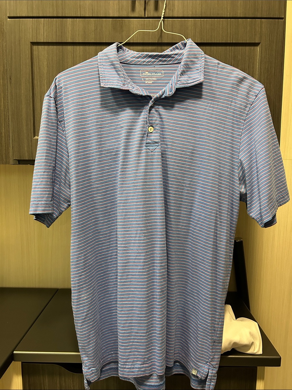 Peter Millar Light Blue Thin-Striped Polo
